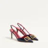 Pantofi cu baretă din piele de vițel cu logo VLogo Signature, 80 mm / 3,15 in.