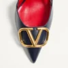 Pantofi cu baretă din piele de vițel cu logo VLogo Signature, 80 mm / 3,15 in.