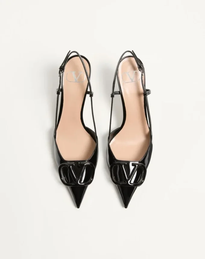 Pantofi cu baretă din piele lăcuită VLogo Signature 80 mm