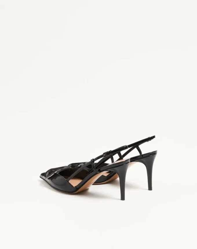 Pantofi cu baretă din piele lăcuită VLogo Signature 80 mm