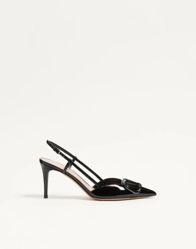 Pantofi cu baretă din piele lăcuită VLogo Signature 80 mm