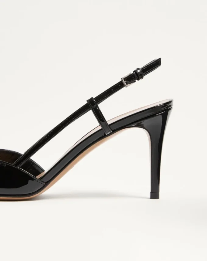 Pantofi cu baretă din piele lăcuită VLogo Signature 80 mm