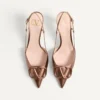 Pantofi cu baretă din piele nappa laminată 80 mm cu semnătura VLogo