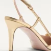 Pantofi cu baretă din piele nappa laminată 80 mm cu semnătura VLogo Pantofi cu baretă din piele nappa laminată 80 mm cu semnătura VLogo