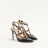 Pantofi cu baretă la gleznă din piele granulată Rockstud 100 mm Pantofi cu baretă la gleznă din piele granulată Rockstud 100 mm