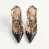 Pantofi cu baretă la gleznă din piele granulată Rockstud 100 mm Pantofi cu baretă la gleznă din piele granulată Rockstud 100 mm
