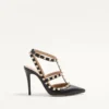 Pantofi cu baretă la gleznă din piele granulată Rockstud 100 mm Pantofi cu baretă la gleznă din piele granulată Rockstud 100 mm
