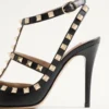 Pantofi cu baretă la gleznă din piele granulată Rockstud 100 mm Pantofi cu baretă la gleznă din piele granulată Rockstud 100 mm