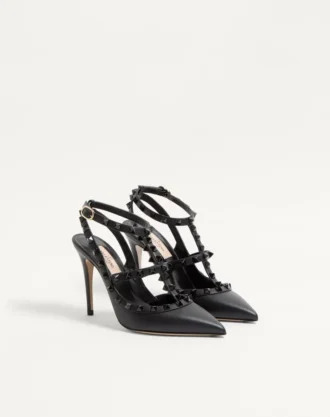 Pantofi cu baretă la gleznă Rockstud cu ținte tonale 100 mm