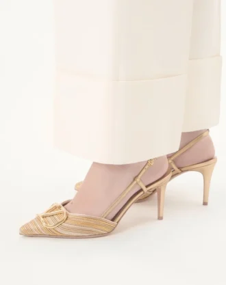 Pantofi cu baretă metalică Vlogo Signature cu broderie Cornely 80 mm