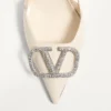 Pantofi cu baretă în spate din piele de vițel 80 mm cu semnătura Vlogo
