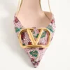 Pantofi cu baretă în spate VLogo Signature cu broderie Cherryfic 80 mm Pantofi cu baretă în spate VLogo Signature cu broderie Cherryfic 80 mm
