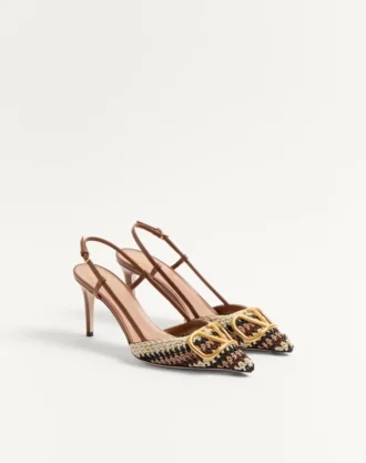 Pantofi cu baretă în spate Vlogo Signature cu broderie croșetată 80 mm Pantofi cu baretă în spate Vlogo Signature cu broderie croșetată 80 mm