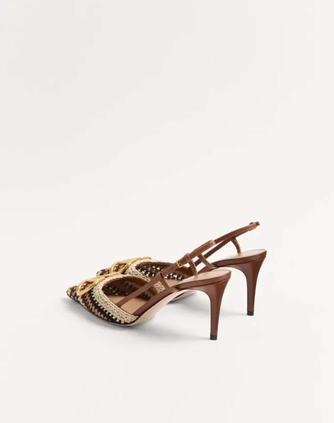 Pantofi cu baretă în spate Vlogo Signature cu broderie croșetată 80 mm Pantofi cu baretă în spate Vlogo Signature cu broderie croșetată 80 mm
