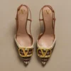 Pantofi cu baretă în spate Vlogo Signature cu broderie croșetată 80 mm Pantofi cu baretă în spate Vlogo Signature cu broderie croșetată 80 mm