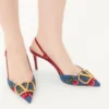 Pantofi cu baretă în spate Vlogo Signature din denim cu broderie Cherryfic 80 mm Pantofi cu baretă în spate Vlogo Signature din denim cu broderie Cherryfic 80 mm