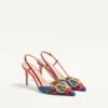 Pantofi cu baretă în spate Vlogo Signature din denim cu broderie Cherryfic 80 mm Pantofi cu baretă în spate Vlogo Signature din denim cu broderie Cherryfic 80 mm