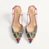 Pantofi cu baretă în spate Vlogo Signature din denim cu broderie Cherryfic 80 mm Pantofi cu baretă în spate Vlogo Signature din denim cu broderie Cherryfic 80 mm