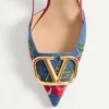 Pantofi cu baretă în spate Vlogo Signature din denim cu broderie Cherryfic 80 mm Pantofi cu baretă în spate Vlogo Signature din denim cu broderie Cherryfic 80 mm