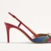 Pantofi cu baretă în spate Vlogo Signature din denim cu broderie Cherryfic 80 mm Pantofi cu baretă în spate Vlogo Signature din denim cu broderie Cherryfic 80 mm