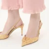 Pantofi cu baretă în spate Vlogo Signature din țesătură jacquard cloqué 80 mm