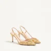 Pantofi cu baretă în spate Vlogo Signature din țesătură jacquard cloqué 80 mm