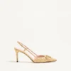 Pantofi cu baretă în spate Vlogo Signature din țesătură jacquard cloqué 80 mm
