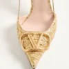 Pantofi cu baretă în spate Vlogo Signature din țesătură jacquard cloqué 80 mm