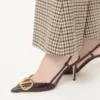 Pantofi cu baretă în spate Vlogo Signature din piele de vițel imprimată, cu toc de 80 mm