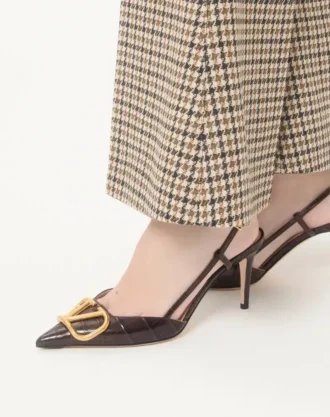 Pantofi cu baretă în spate Vlogo Signature din piele de vițel imprimată, cu toc de 80 mm