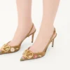 Pantofi cu baretă VLogo Signature din piele crustată cu broderie florală 80 mm
