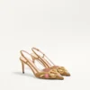 Pantofi cu baretă VLogo Signature din piele crustată cu broderie florală 80 mm