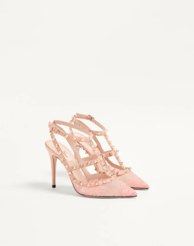 Pantofi cu barete Rockstud Lace 100 mm