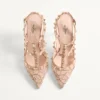 Pantofi cu barete Rockstud Lace 100 mm
