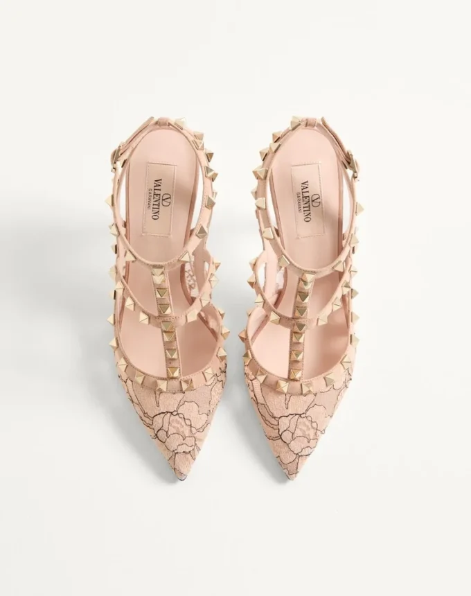 Pantofi cu barete Rockstud Lace 100 mm