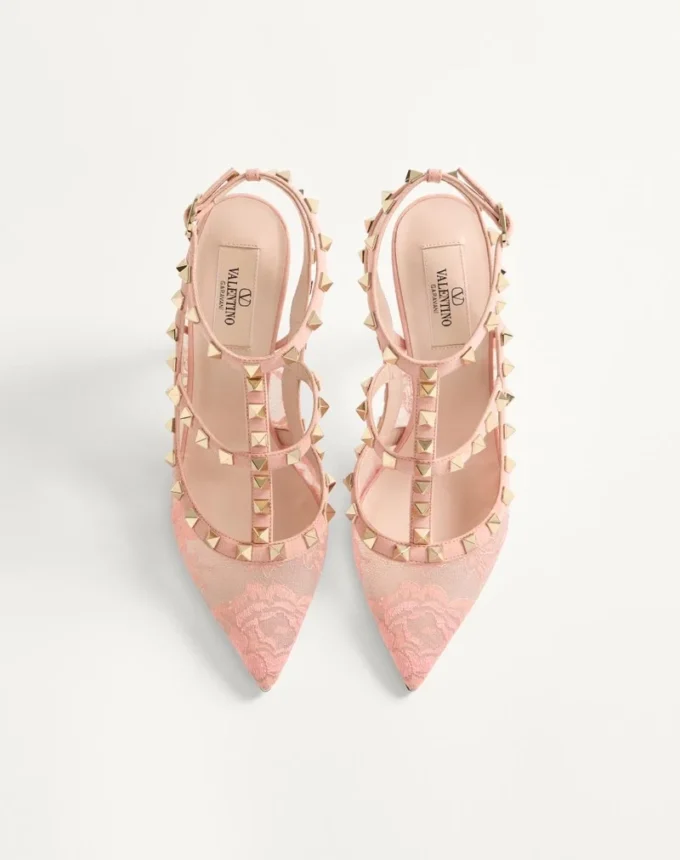 Pantofi cu barete Rockstud Lace 100 mm