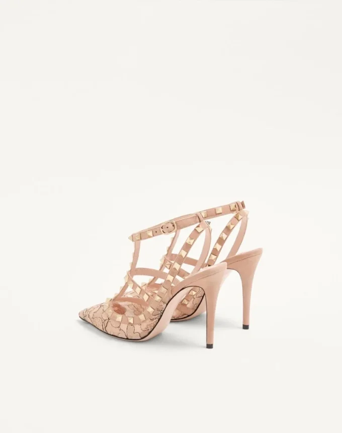 Pantofi cu barete Rockstud Lace 100 mm