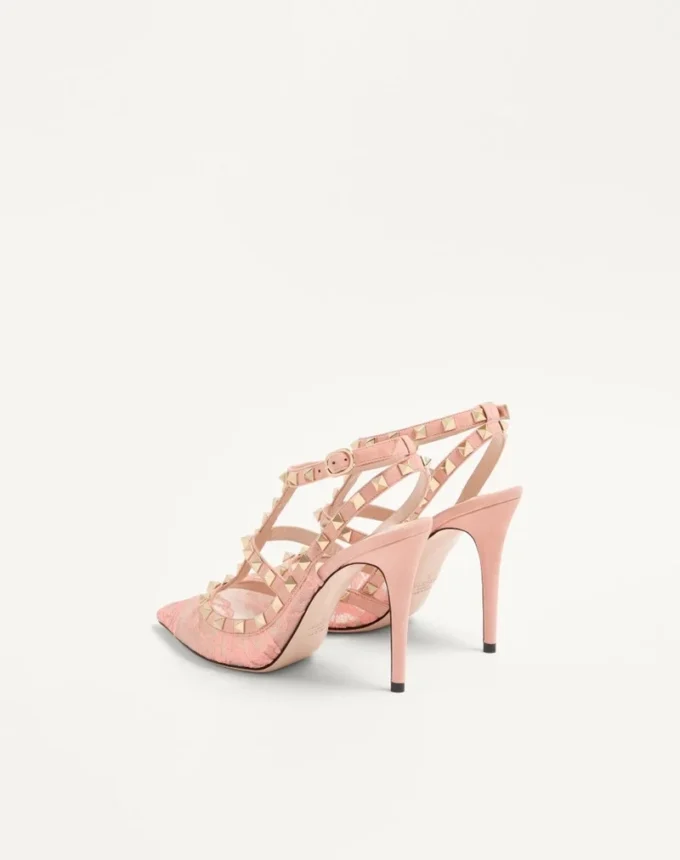 Pantofi cu barete Rockstud Lace 100 mm
