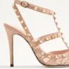 Pantofi cu barete Rockstud Lace 100 mm