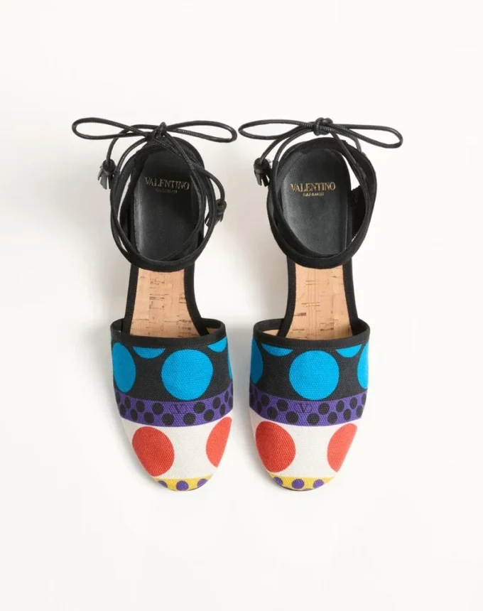 Pantofi cu talpă înaltă La Cruisette din pânză cu model Optical Pois, 75 mm Pantofi cu talpă înaltă La Cruisette din pânză cu model Optical Pois, 75 mm