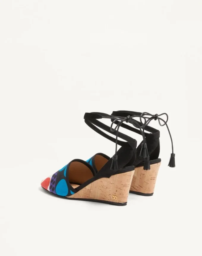 Pantofi cu talpă înaltă La Cruisette din pânză cu model Optical Pois, 75 mm Pantofi cu talpă înaltă La Cruisette din pânză cu model Optical Pois, 75 mm