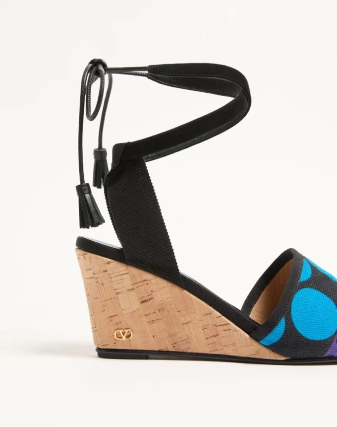 Pantofi cu talpă înaltă La Cruisette din pânză cu model Optical Pois, 75 mm Pantofi cu talpă înaltă La Cruisette din pânză cu model Optical Pois, 75 mm