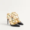 Pantofi cu toc din piele de vițel Rockstud cu cabochon și cristale de 100 mm Pantofi cu toc din piele de vițel Rockstud cu cabochon și cristale de 100 mm