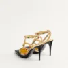 Pantofi cu toc din piele de vițel Rockstud cu cabochon și cristale de 100 mm Pantofi cu toc din piele de vițel Rockstud cu cabochon și cristale de 100 mm