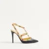 Pantofi cu toc din piele de vițel Rockstud cu cabochon și cristale de 100 mm Pantofi cu toc din piele de vițel Rockstud cu cabochon și cristale de 100 mm