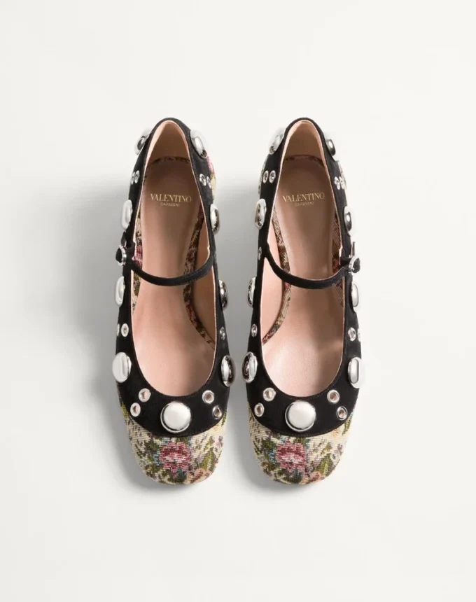 Pantofi cu toc Mary-Jane Nellcôte din țesătură jacquard florală Papier, 30 mm Pantofi cu toc Mary-Jane Nellcôte din țesătură jacquard florală Papier, 30 mm
