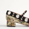 Pantofi cu toc Mary-Jane Nellcôte din țesătură jacquard florală Papier, 30 mm Pantofi cu toc Mary-Jane Nellcôte din țesătură jacquard florală Papier, 30 mm