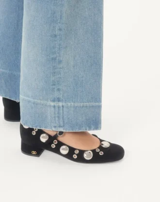 Pantofi cu toc Mary Jane Nellcôte din piele crustată 30 mm