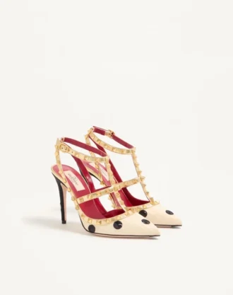 Pantofi cu toc Rockstud cu broderie Plus de Pois 100 mm