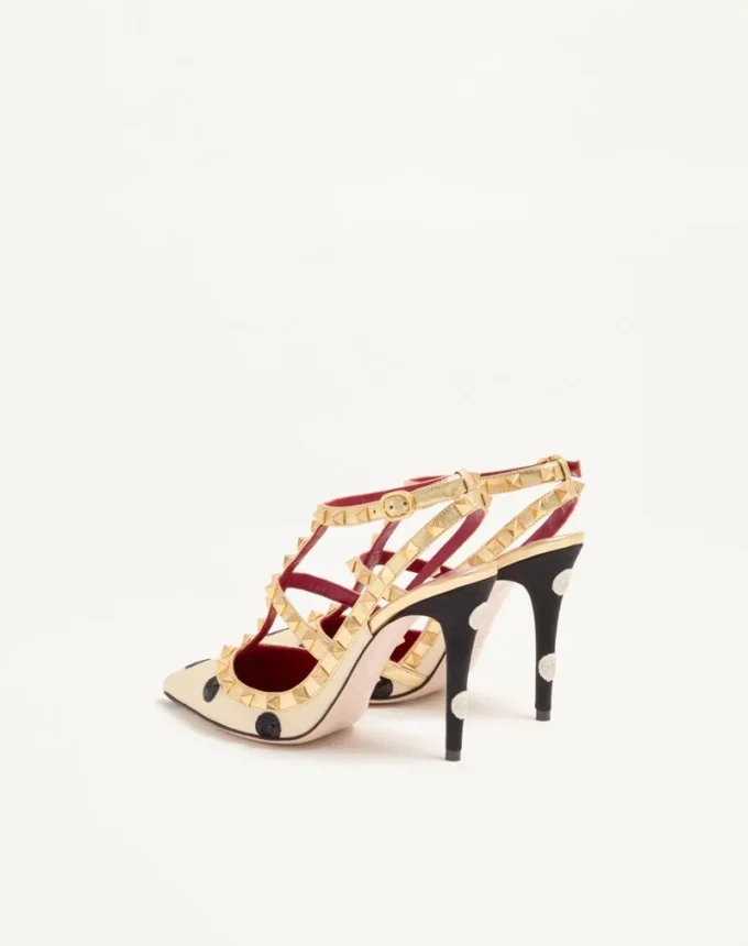 Pantofi cu toc Rockstud cu broderie Plus de Pois 100 mm Pantofi cu toc Rockstud cu broderie Plus de Pois 100 mm